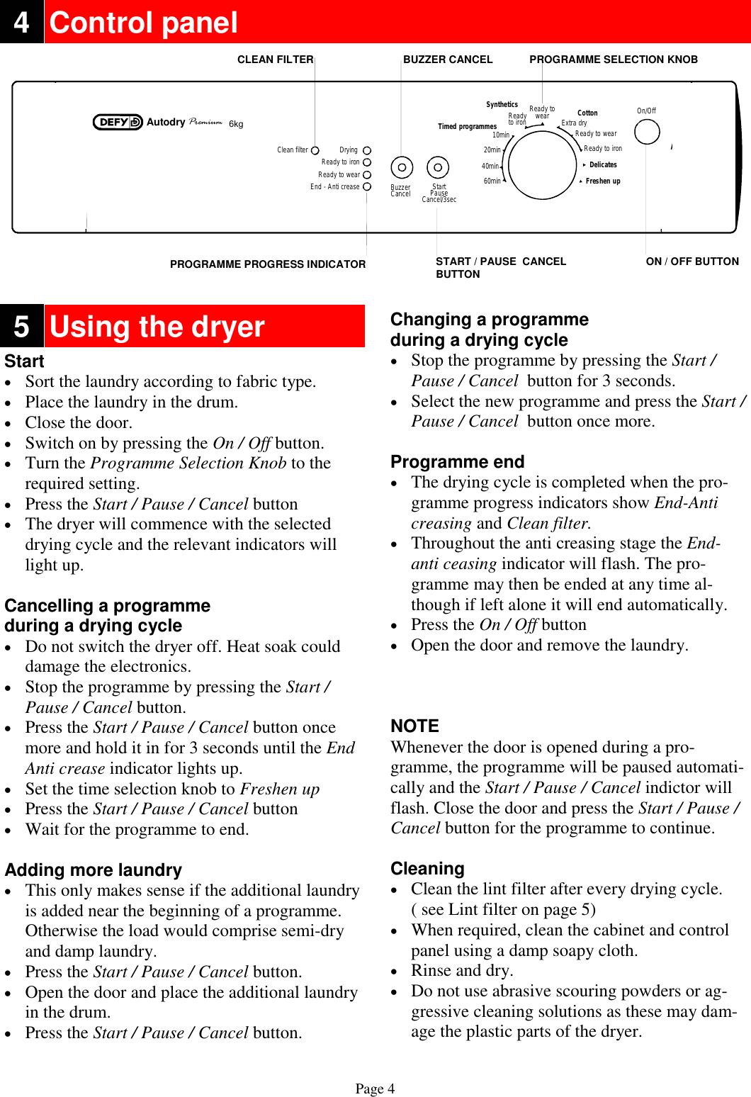 Page 4 of 8 - Defy Defy-Automaid-600-Users-Manual- Autodry Premium 2006 2YW  Defy-automaid-600-users-manual