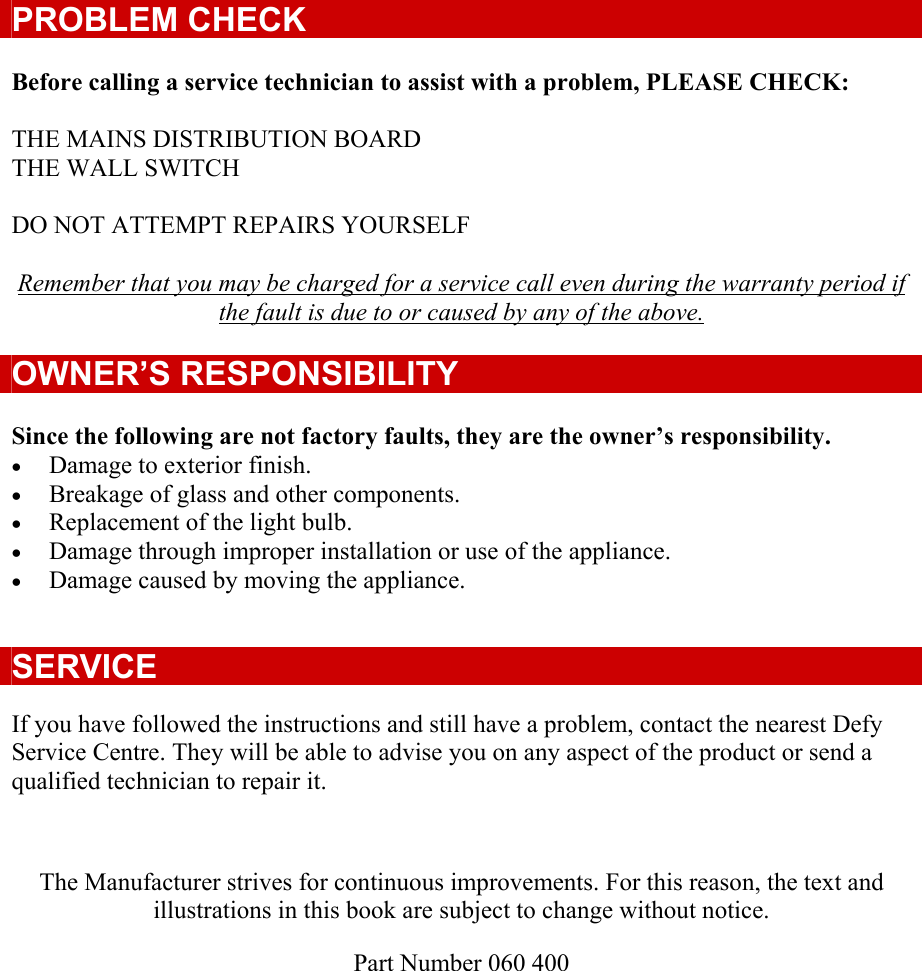 Page 10 of 10 - Defy Defy-Built-In-Oven-600-Ste-Users-Manual- Unpacking  Defy-built-in-oven-600-ste-users-manual