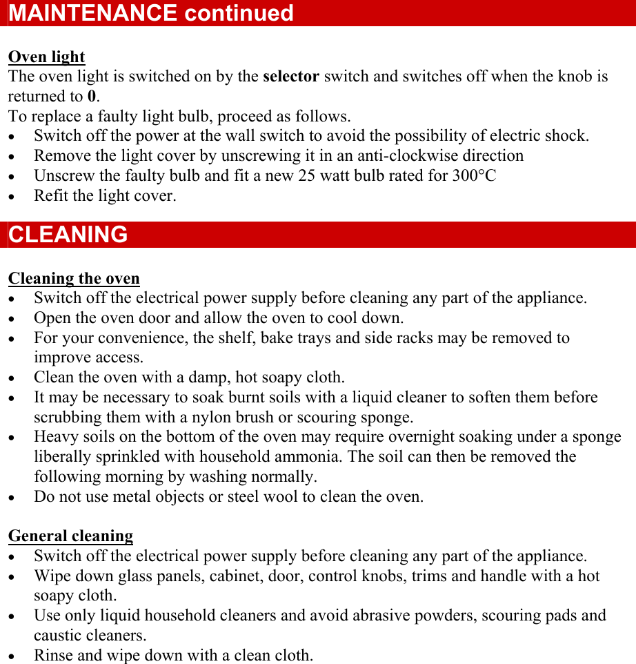 Page 7 of 10 - Defy Defy-Built-In-Oven-600-Ste-Users-Manual- Unpacking  Defy-built-in-oven-600-ste-users-manual