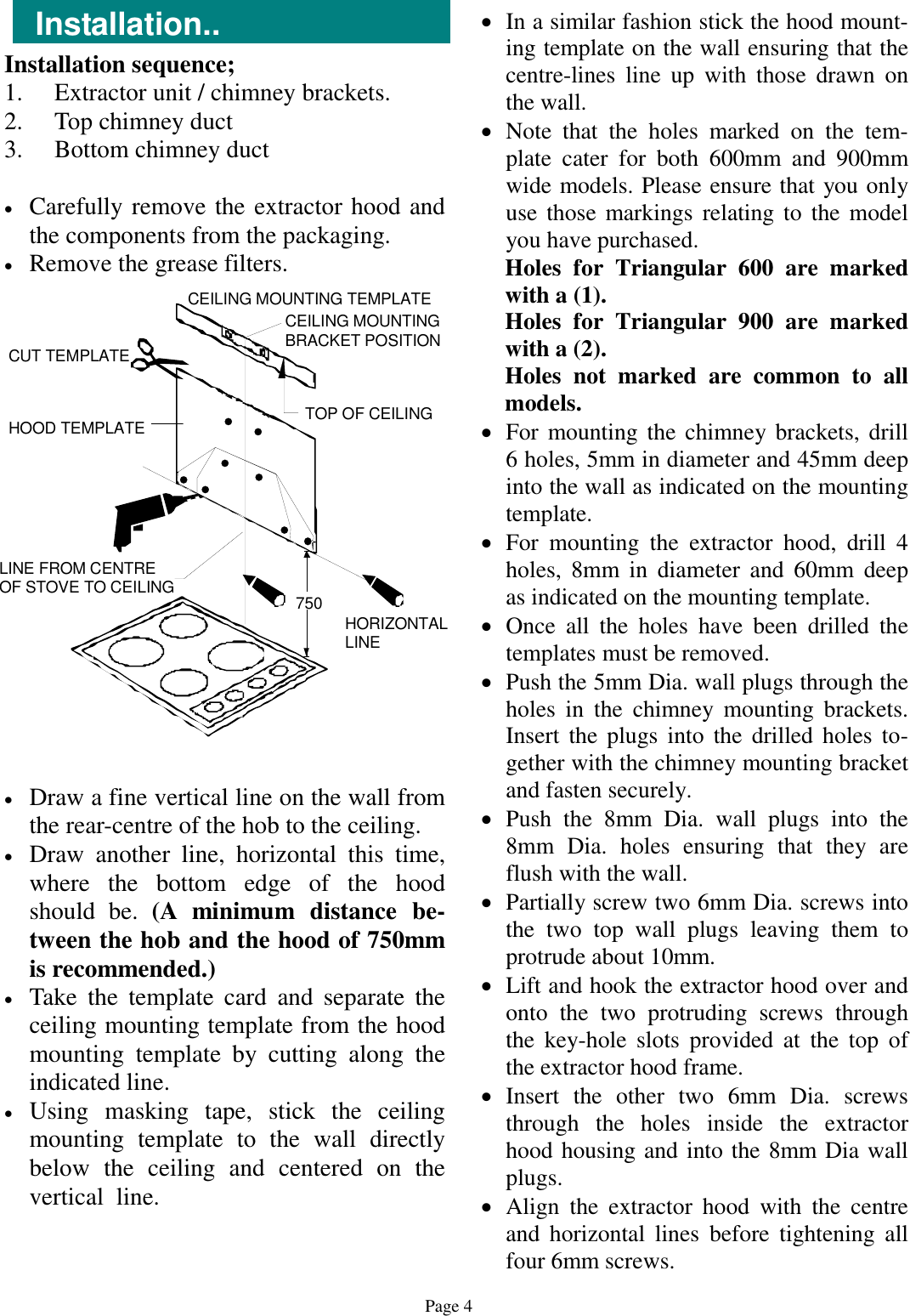 Defy Dch260 Users Manual 066 044 900 PREMIUM CHIMNEY HOOD 2006 2yW