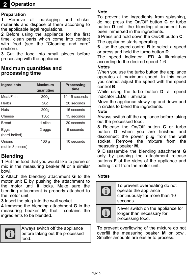 Page 5 of 10 - Defy Defy-Hand-Blender-Set-Hb7208-Users-Manual- HB7208 Defy-hand-blender-set-hb7208-users-manual