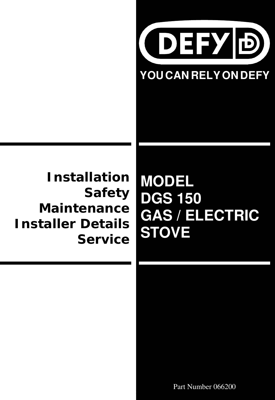 Page 1 of 7 - Defy Defy--Dgs-150-150-Users-Manual- 066 200 DGS150 Glem Gas Insert  Defy--dgs-150-150-users-manual