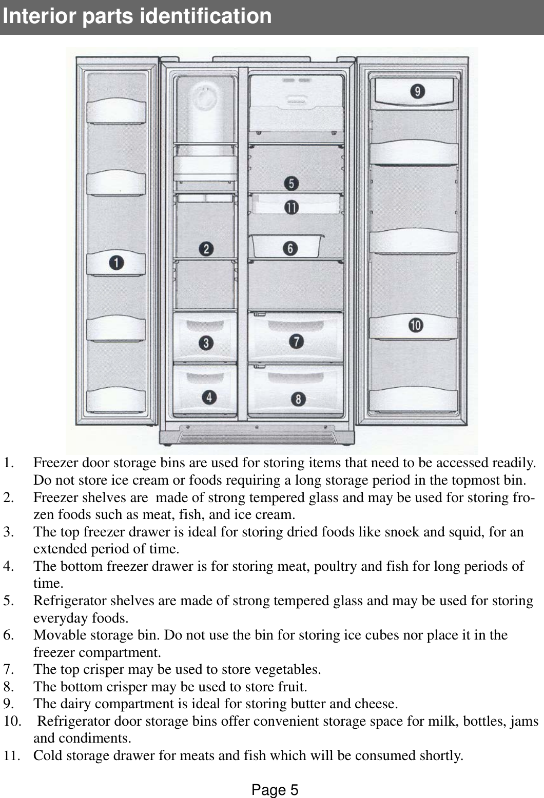 Page 5 of 12 - Defy Defy-Side-By-Side-Frost-Free-Refrigerator-Freezer-570-Users-Manual- 570 LITRE SIDE X DFF389 AND 390  Defy-side-by-side-frost-free-refrigerator-freezer-570-users-manual