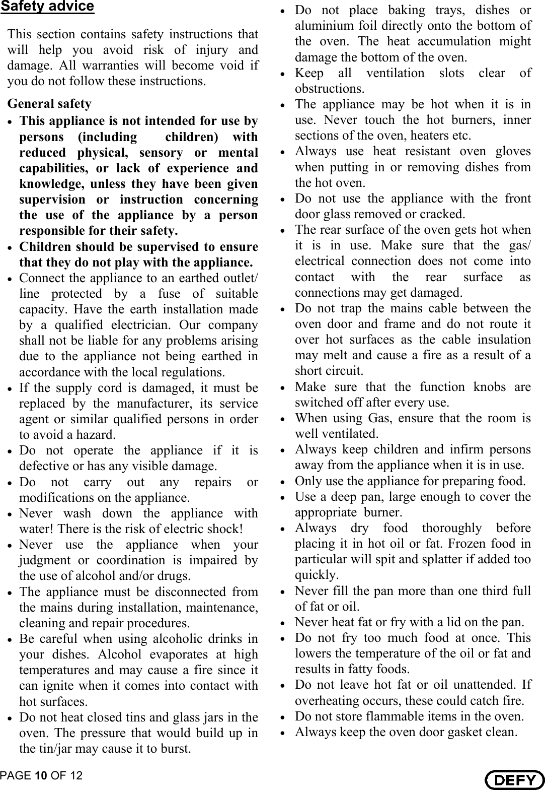 Page 10 of 12 - Defy Defy-Solid-Plate-Plug-In-Stove-501-Users-Manual- 068 517 - 501 520 521  Defy-solid-plate-plug-in-stove-501-users-manual