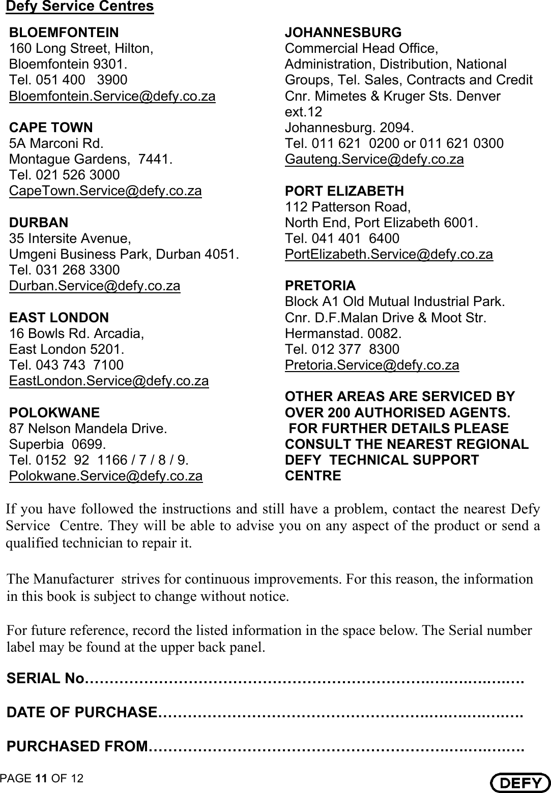 Page 11 of 12 - Defy Defy-Solid-Plate-Plug-In-Stove-501-Users-Manual- 068 517 - 501 520 521  Defy-solid-plate-plug-in-stove-501-users-manual