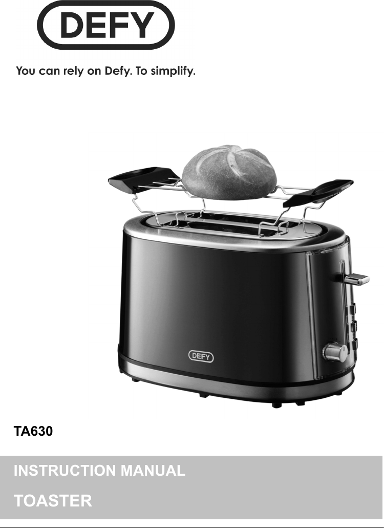 Defy Toaster Ta630 Users Manual