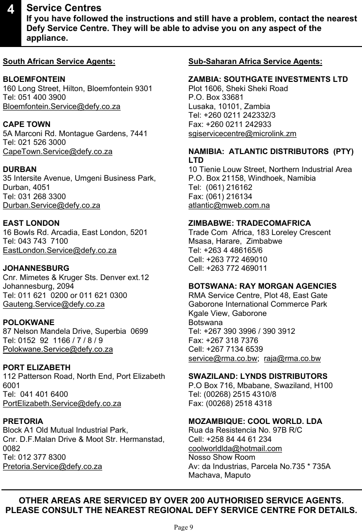 Page 9 of 10 - Defy Defy-Toaster-Ta630-Users-Manual- TA630  Defy-toaster-ta630-users-manual