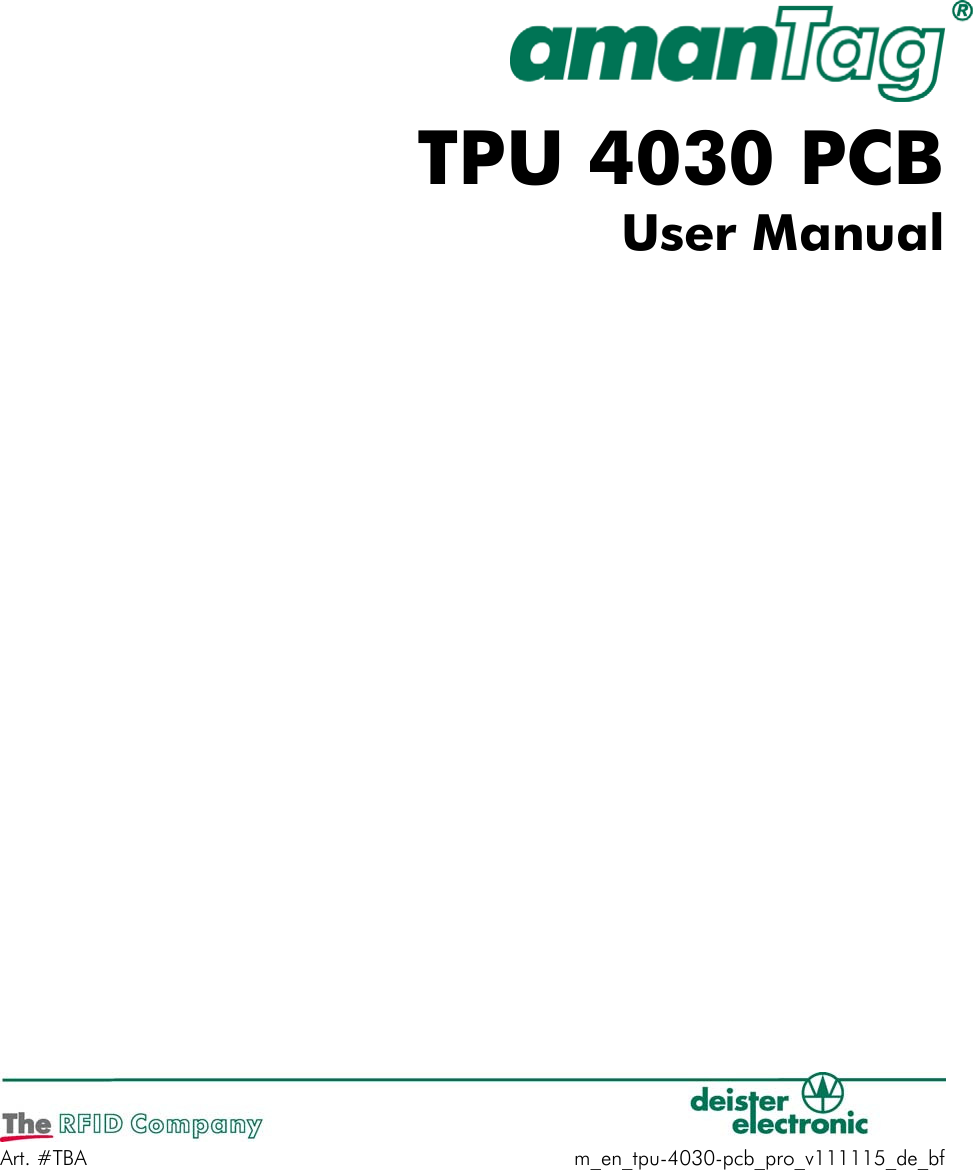 Art. #TBA m_en_tpu-4030-pcb_pro_v111115_de_bfTPU 4030 PCBUser Manual         