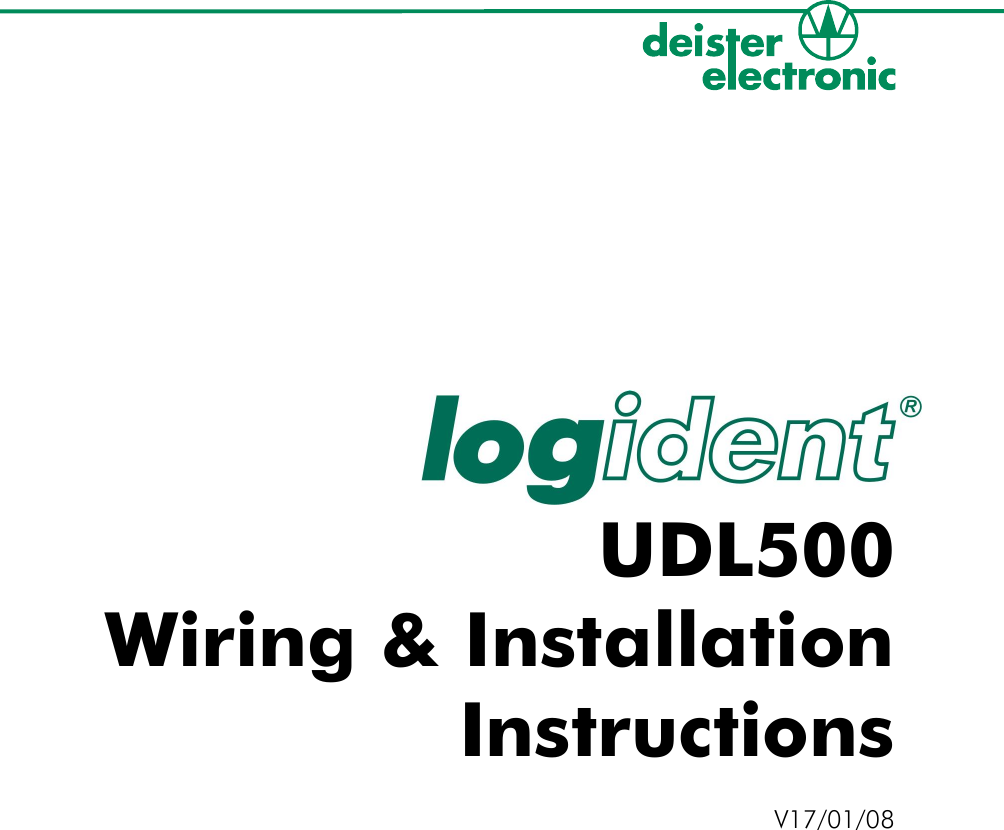 UDL500Wiring &amp; Installation InstructionsV17/01/08