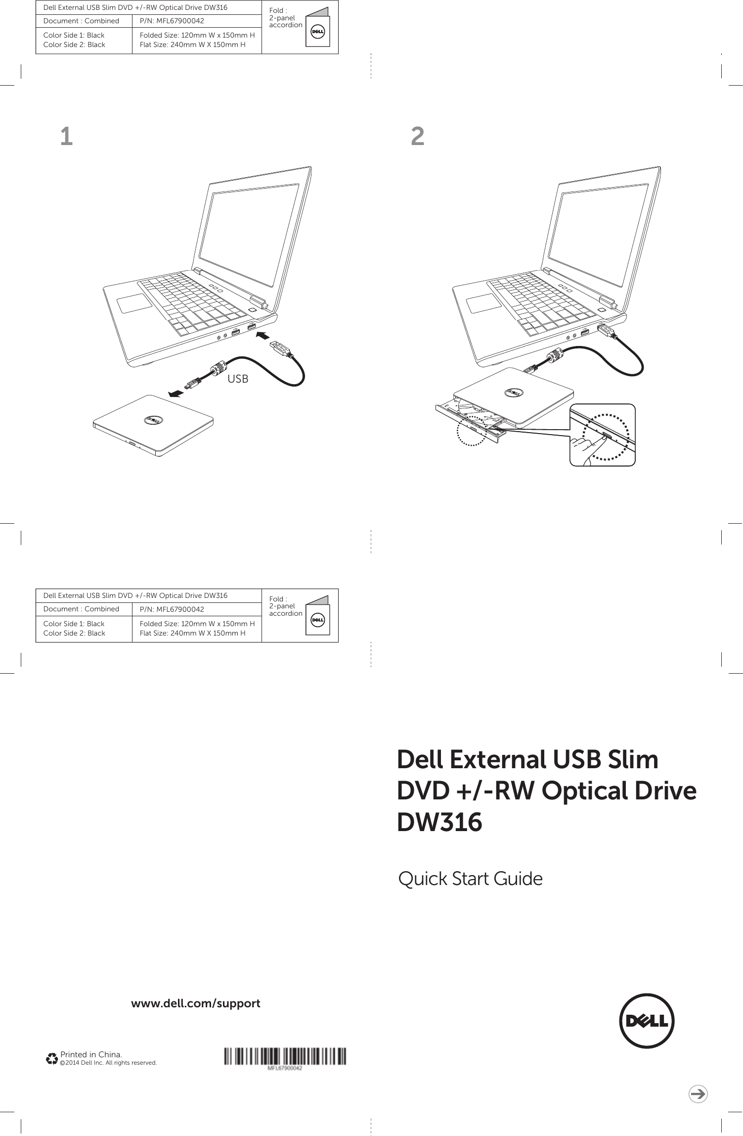 Page 1 of 2 - Dell External USB Slim DVD +/- RW Optical Drive DW 316 Quick Start Guide  1507995221dell-external-usb-slim-dvd-optical-drive-dw316 Setup En-us