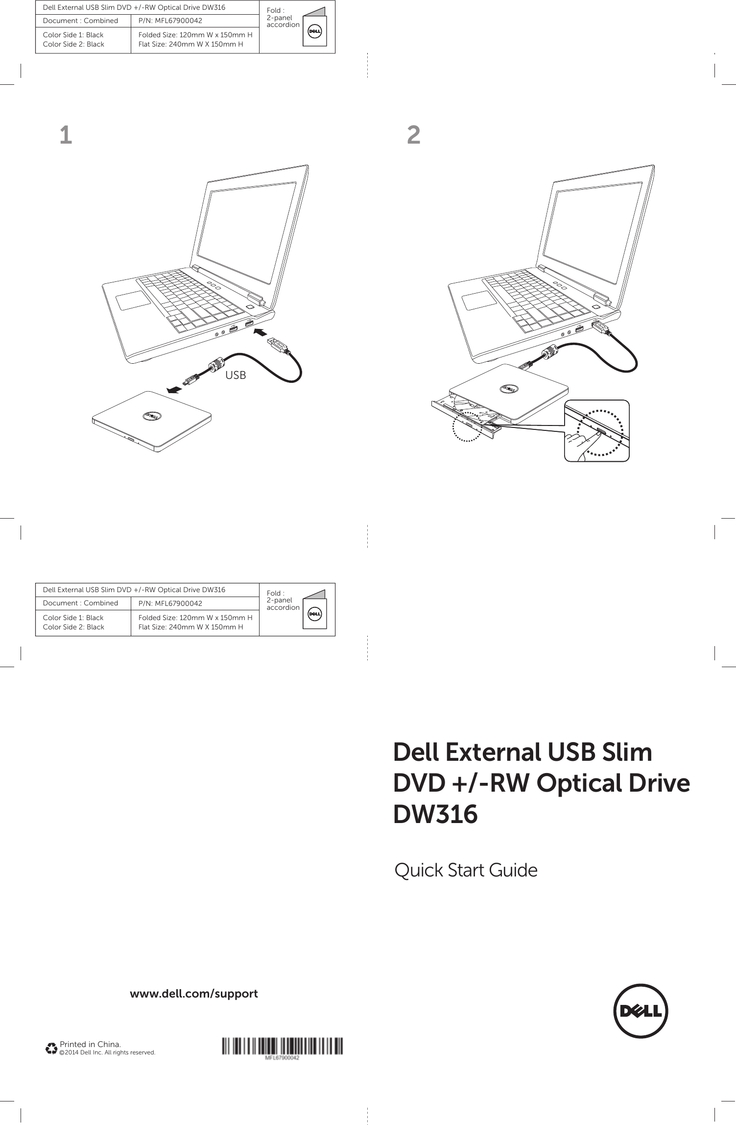 Page 2 of 2 - Dell External USB Slim DVD +/- RW Optical Drive DW 316 Quick Start Guide  1507995221dell-external-usb-slim-dvd-optical-drive-dw316 Setup En-us