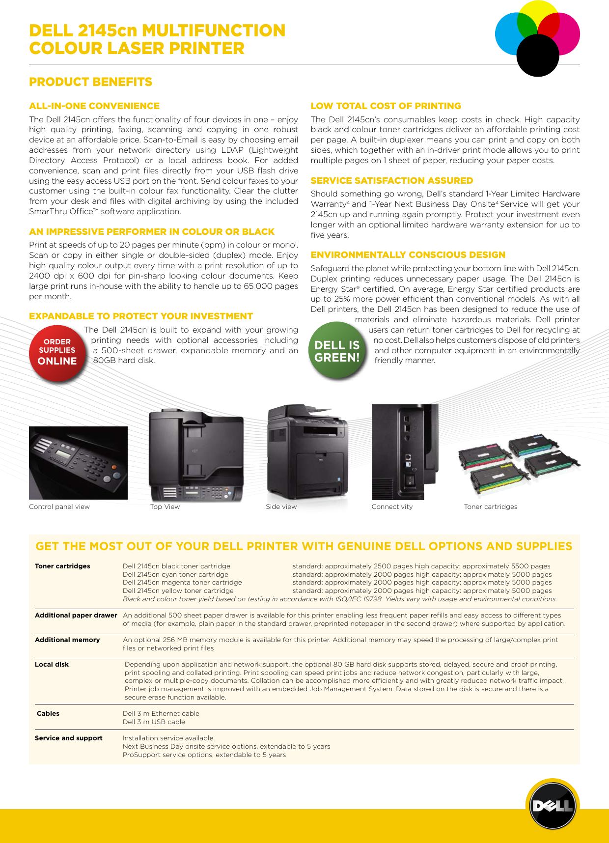 Page 2 of 4 - Dell 2145cn User Manual  To The 48554cbe-e282-42cc-8fec-03c731580935