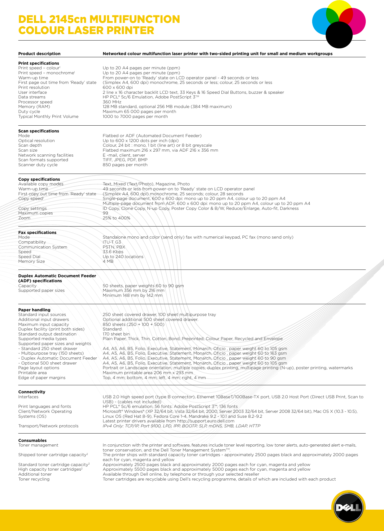 Page 3 of 4 - Dell 2145cn User Manual  To The 48554cbe-e282-42cc-8fec-03c731580935