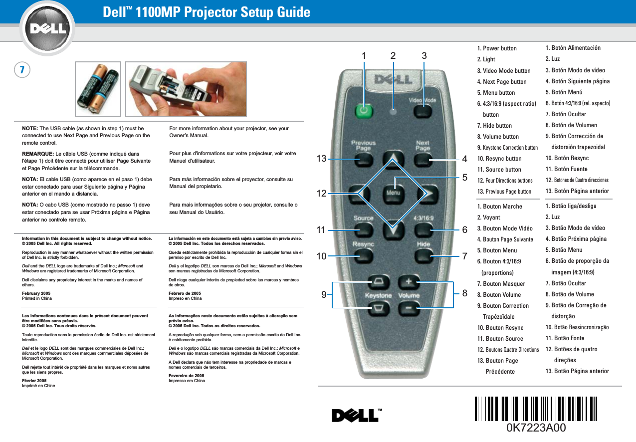 Dell 1100Mp Setup Guide Projector