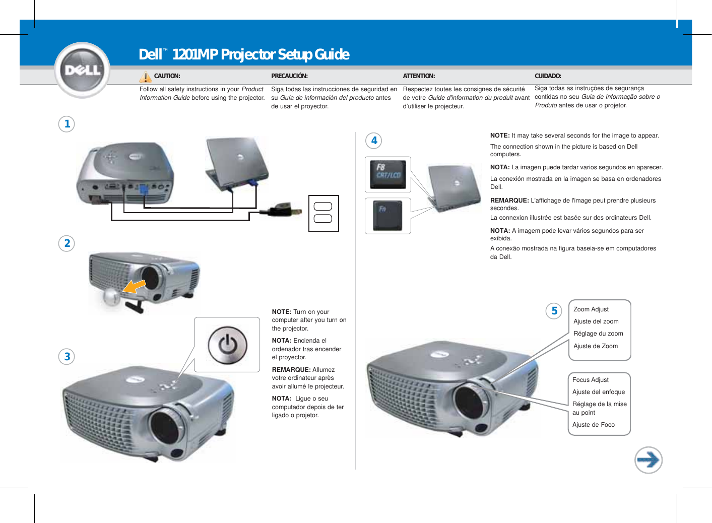 Page 1 of 2 - Dell Dell-1201Mp-Projector-Setup-Guide- 1201MP Projector Setup Guide  Dell-1201mp-projector-setup-guide