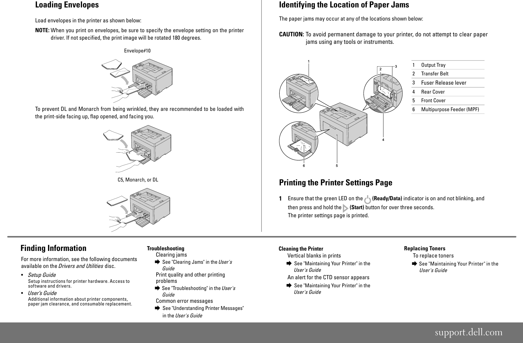 Page 2 of 2 - Dell Dell-1250C-Color-Laser-Printer-Quick-Reference-Guide- Quick Reference Guide  Dell-1250c-color-laser-printer-quick-reference-guide