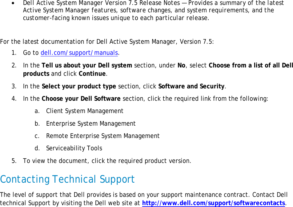Dell Active System Manager Version 7 5 Owners Manual 7.5 Release Notes
