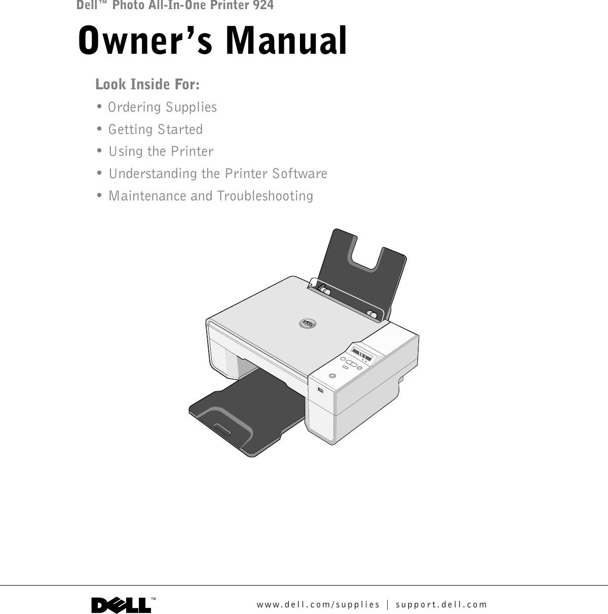 Dell All In One Printer 924 Users Manual Owner S