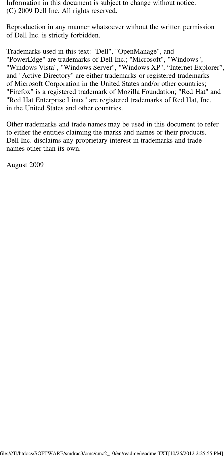 Page 9 of 9 - Dell Dell-Chassis-Management-Controller-Version-2-1-Owners-Manual- Chassis Management Controller Version 2.1 Readme  Dell-chassis-management-controller-version-2-1-owners-manual