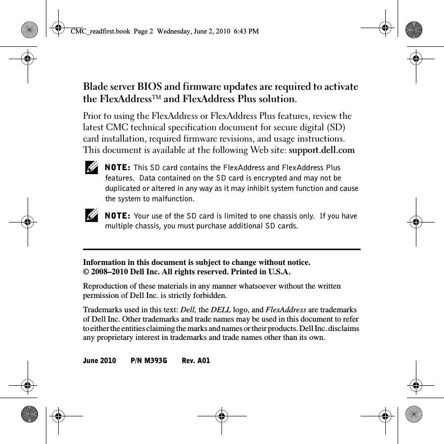 Page 2 of 8 - Dell Dell-Chassis-Management-Controller-Version-3-2-Quick-Reference-Guide- Dell™ Chassis Management Controller Read This First Dell-chassis-management-controller-version-3-2-quick-reference-guide