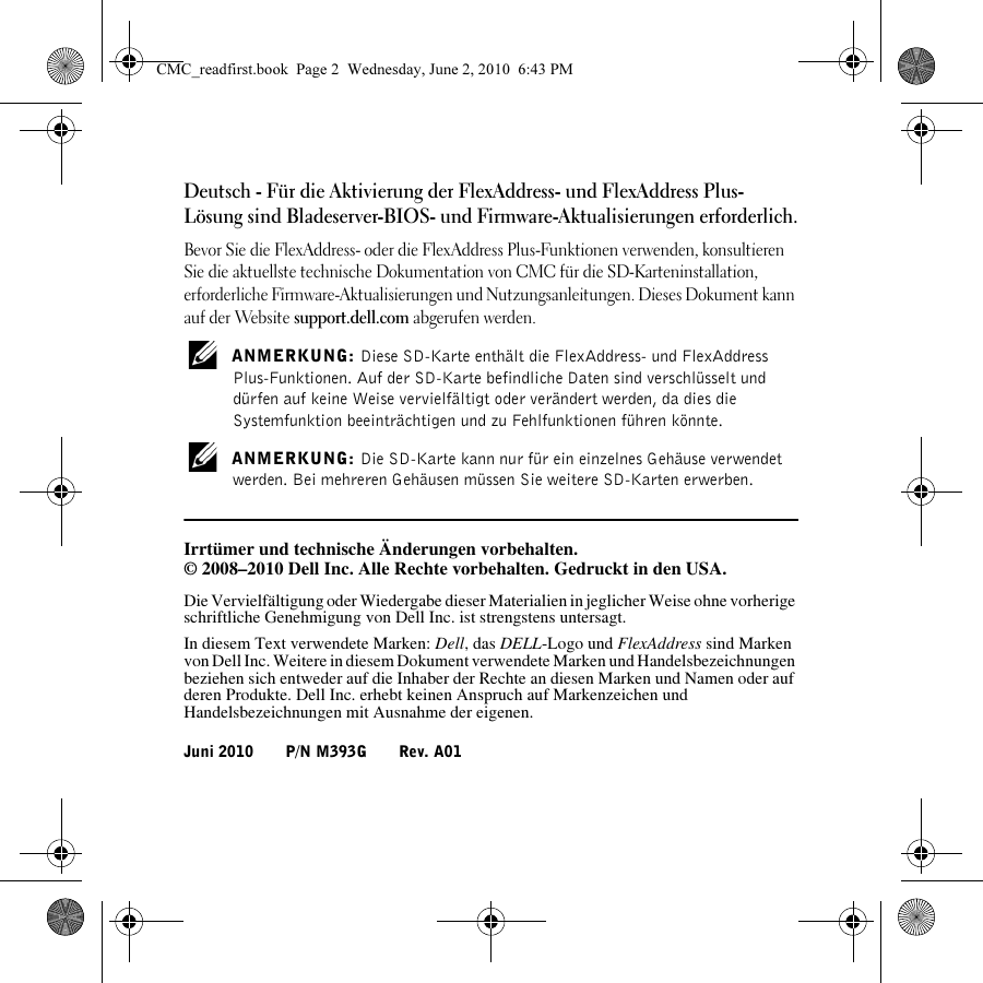 Page 4 of 8 - Dell Dell-Chassis-Management-Controller-Version-4-1-Owners-Manual- Chassis Management Controller Version 4.1 (CMC) Secure Digital (SD) Card Technical Specificat  Dell-chassis-management-controller-version-4-1-owners-manual