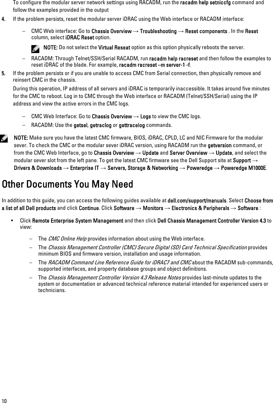 Page 10 of 10 - Dell Dell-Chassis-Management-Controller-Version-4-45-Owners-Manual- Chassis Management Controller Version 4.45 Troubleshooting Guide  Dell-chassis-management-controller-version-4-45-owners-manual