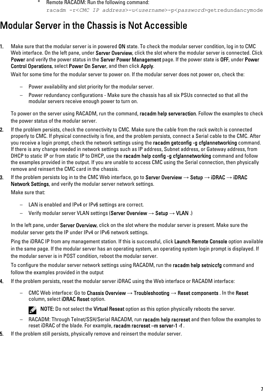 Page 7 of 10 - Dell Dell-Chassis-Management-Controller-Version-4-45-Owners-Manual- Chassis Management Controller Version 4.45 Troubleshooting Guide  Dell-chassis-management-controller-version-4-45-owners-manual