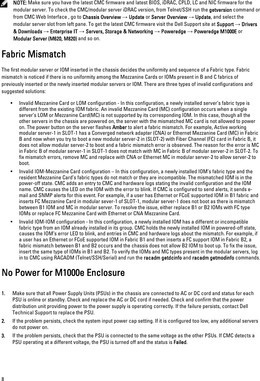 Page 8 of 10 - Dell Dell-Chassis-Management-Controller-Version-4-45-Owners-Manual- Chassis Management Controller Version 4.45 Troubleshooting Guide  Dell-chassis-management-controller-version-4-45-owners-manual