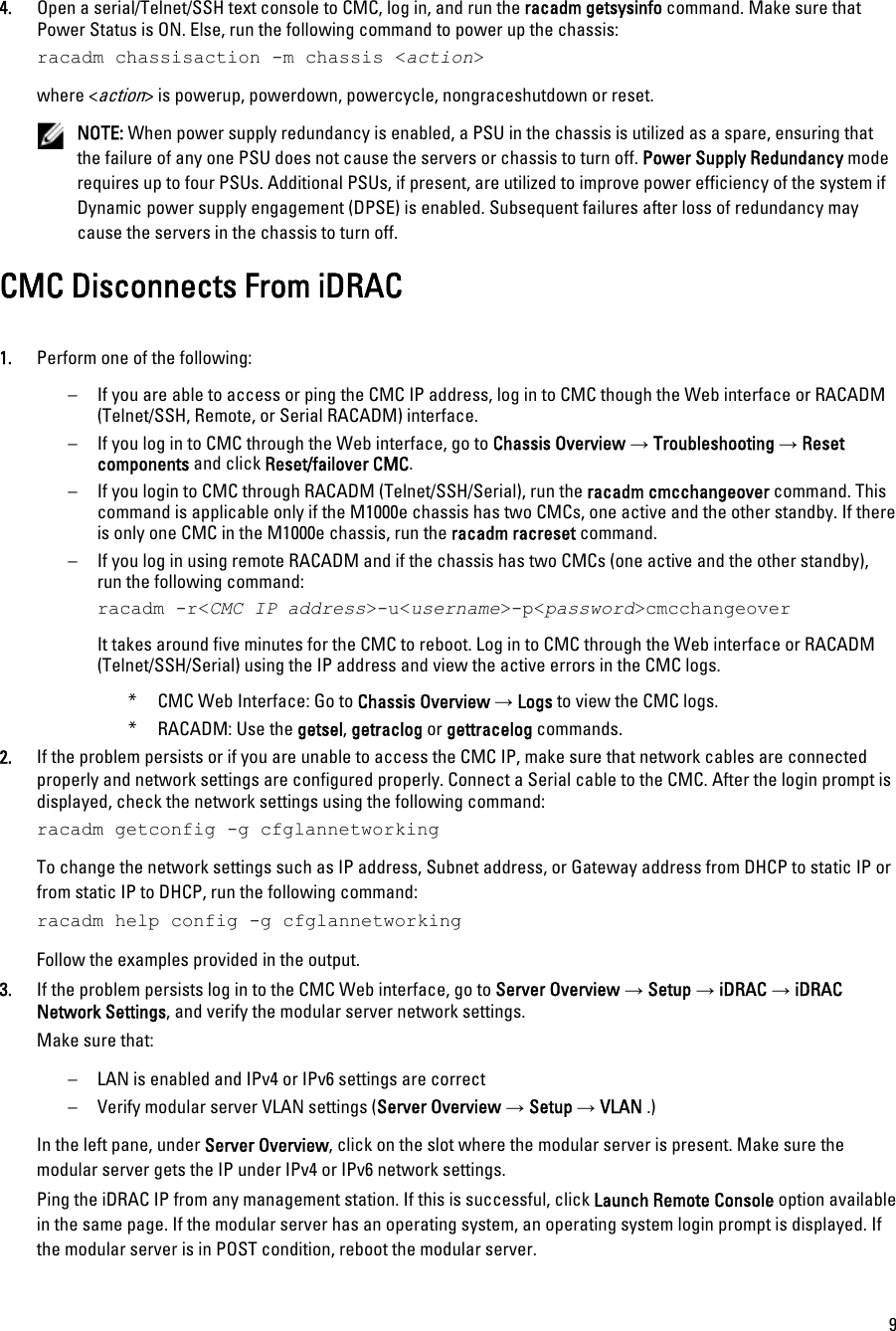 Page 9 of 10 - Dell Dell-Chassis-Management-Controller-Version-4-45-Owners-Manual- Chassis Management Controller Version 4.45 Troubleshooting Guide  Dell-chassis-management-controller-version-4-45-owners-manual