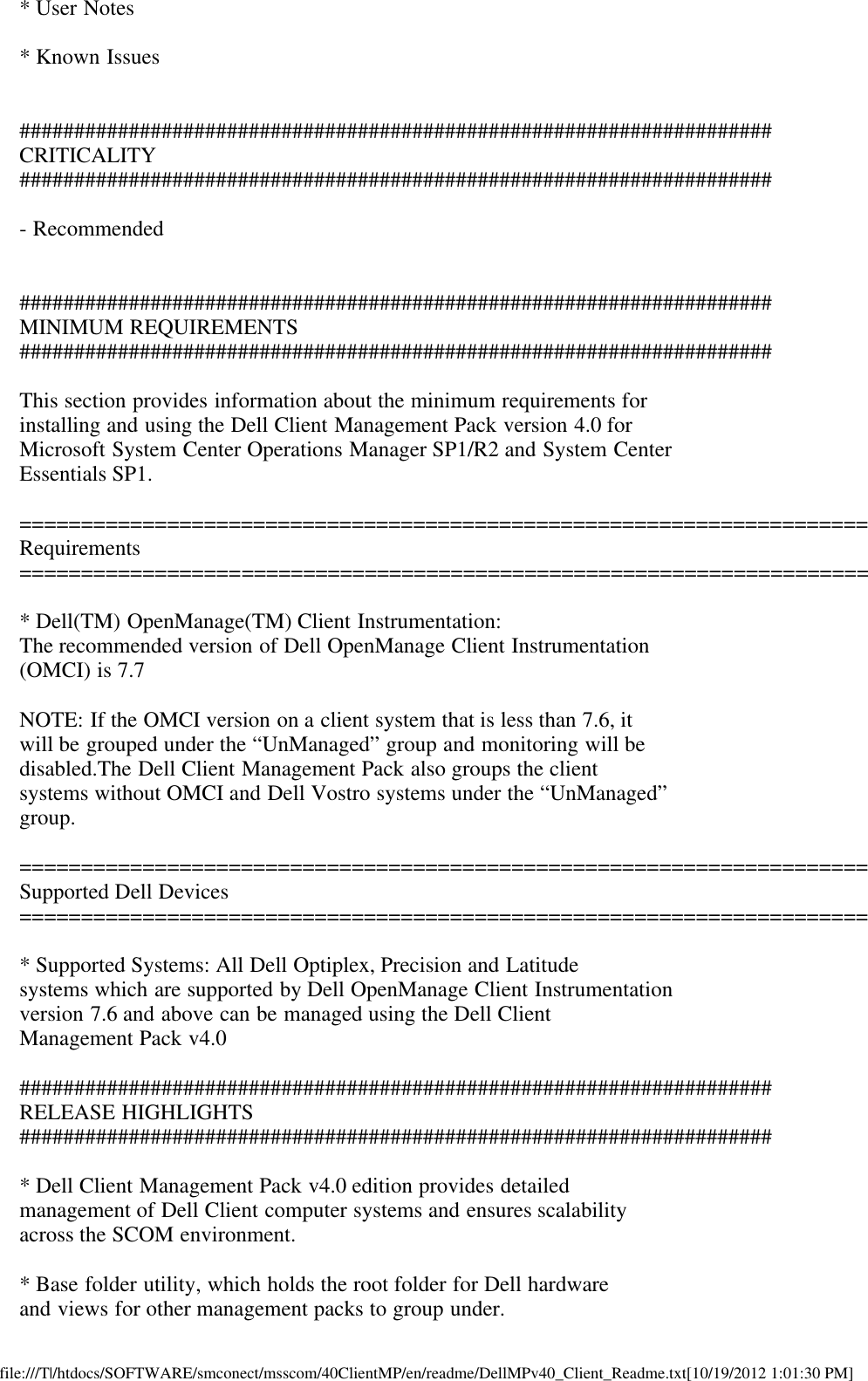 Page 2 of 5 - Dell Dell-Client-Management-Pack-Version-4-0-For-Microsoft-System-Center-Operations-Manager-Owners-Manual- Client Management Pack Version 4.0 For Microsoft System Center Operations Manager Readme - Dell-client-management-pack-version-4-0-for-microsoft-system-center-operations-manager-owners-manual