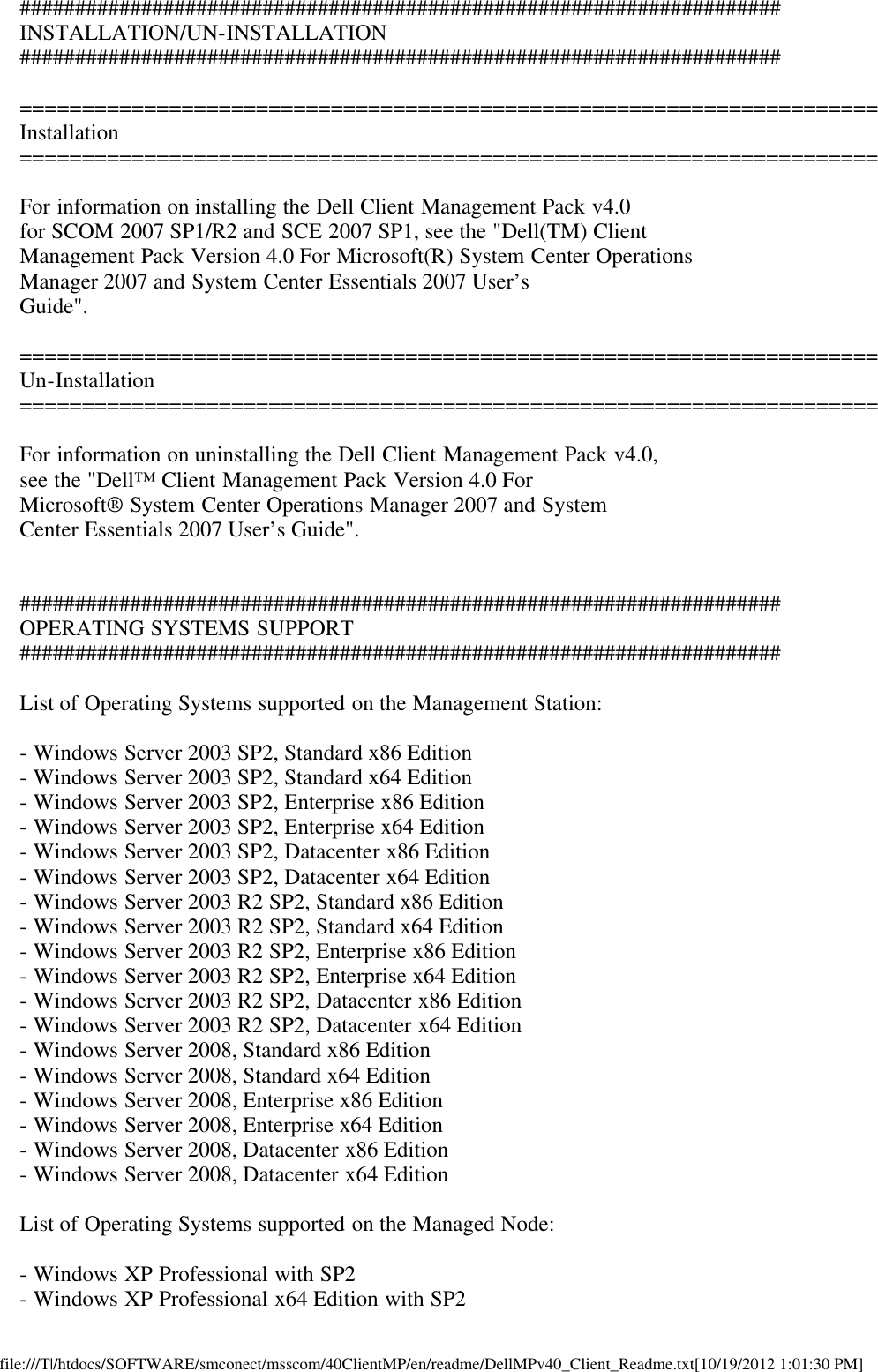 Page 3 of 5 - Dell Dell-Client-Management-Pack-Version-4-0-For-Microsoft-System-Center-Operations-Manager-Owners-Manual- Client Management Pack Version 4.0 For Microsoft System Center Operations Manager Readme - Dell-client-management-pack-version-4-0-for-microsoft-system-center-operations-manager-owners-manual