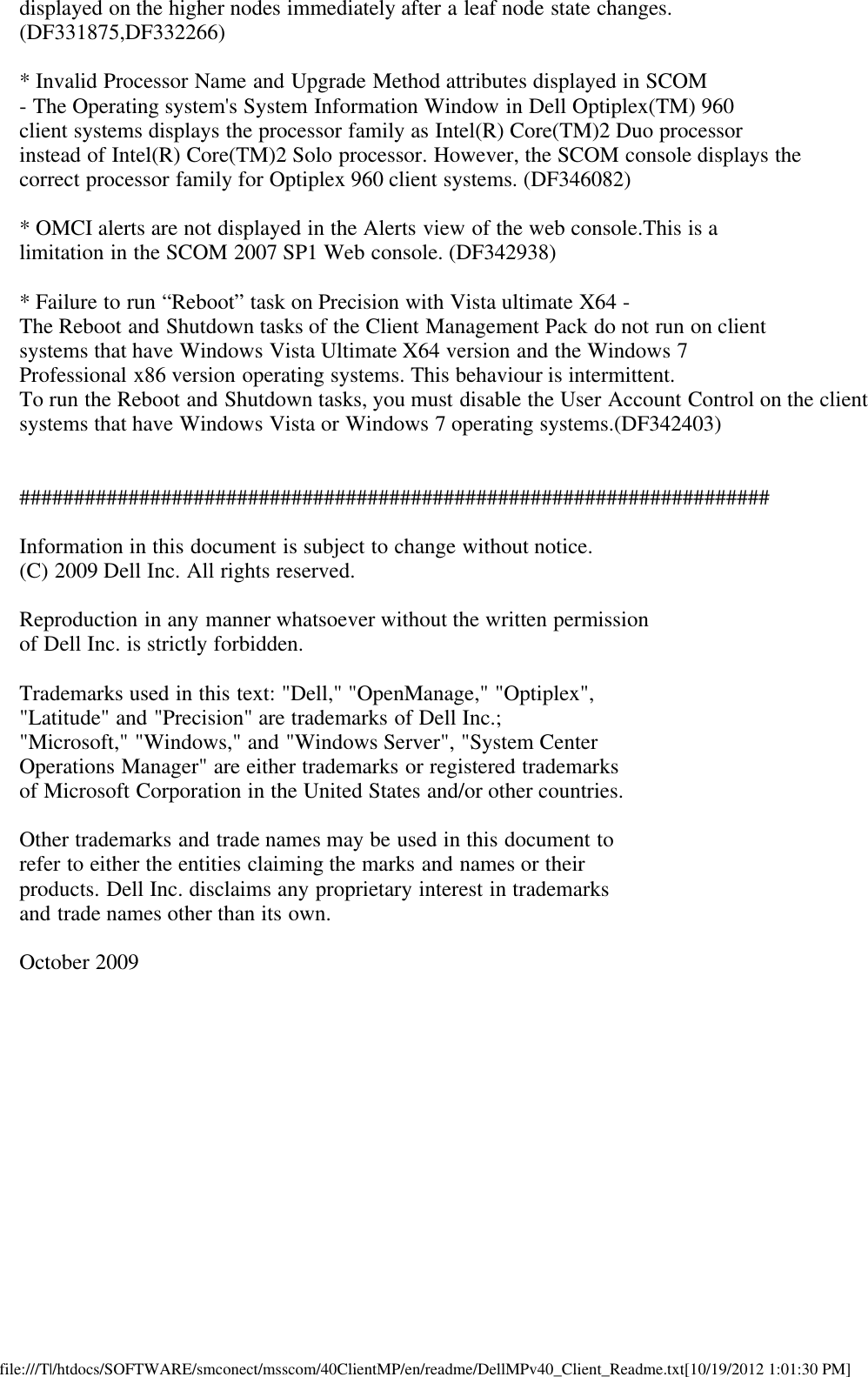 Page 5 of 5 - Dell Dell-Client-Management-Pack-Version-4-0-For-Microsoft-System-Center-Operations-Manager-Owners-Manual- Client Management Pack Version 4.0 For Microsoft System Center Operations Manager Readme - Dell-client-management-pack-version-4-0-for-microsoft-system-center-operations-manager-owners-manual