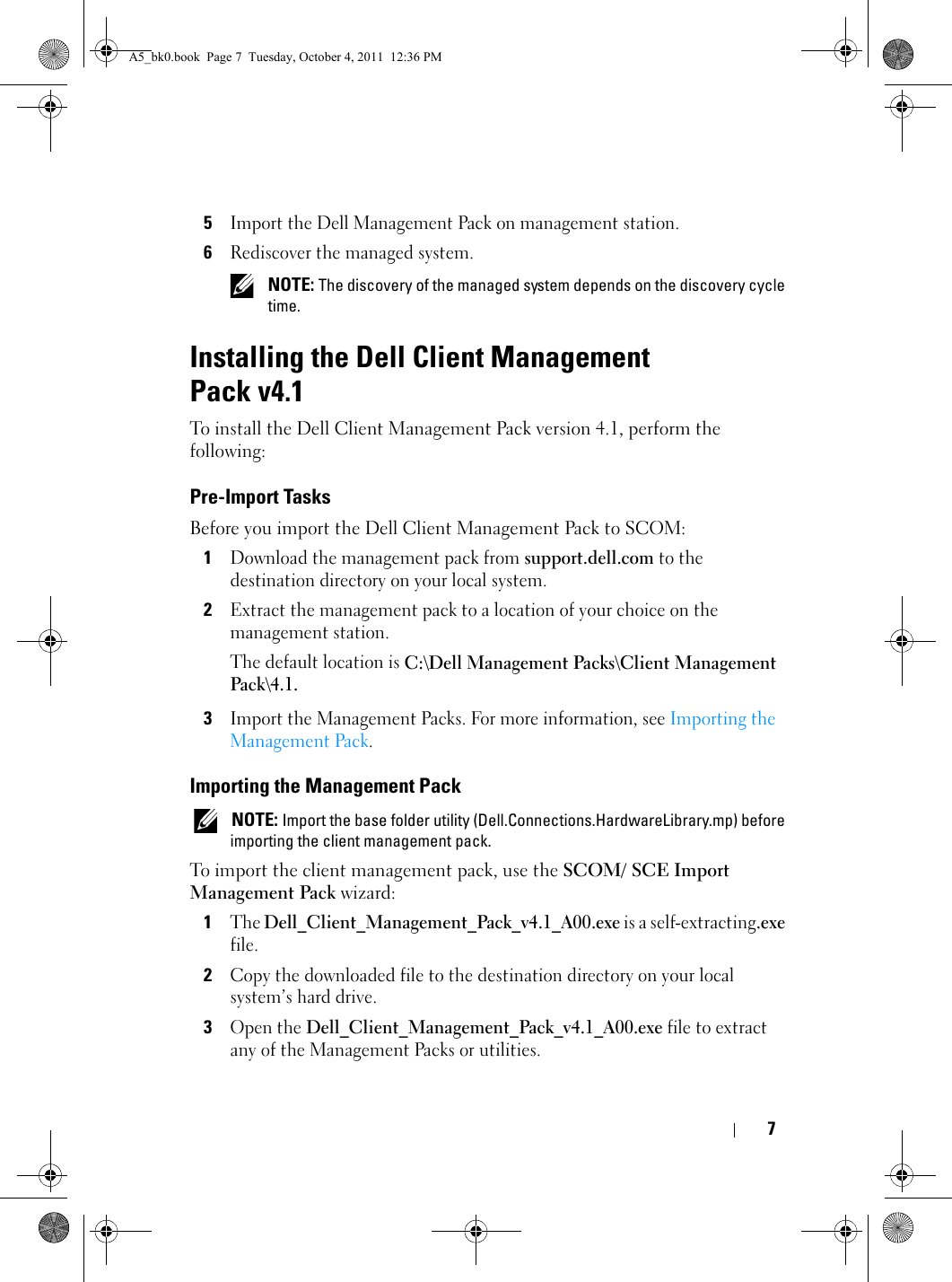 Page 7 of 10 - Dell Dell-Client-Management-Pack-Version-4-1-For-Microsoft-System-Center-Operations-Manager-Owners-Manual- Client Management Pack Version 4.1 For Microsoft System Center Operations Manager Installation Guide  Dell-client-management-pack-version-4-1-for-microsoft-system-center-operations-manager-owners-manual