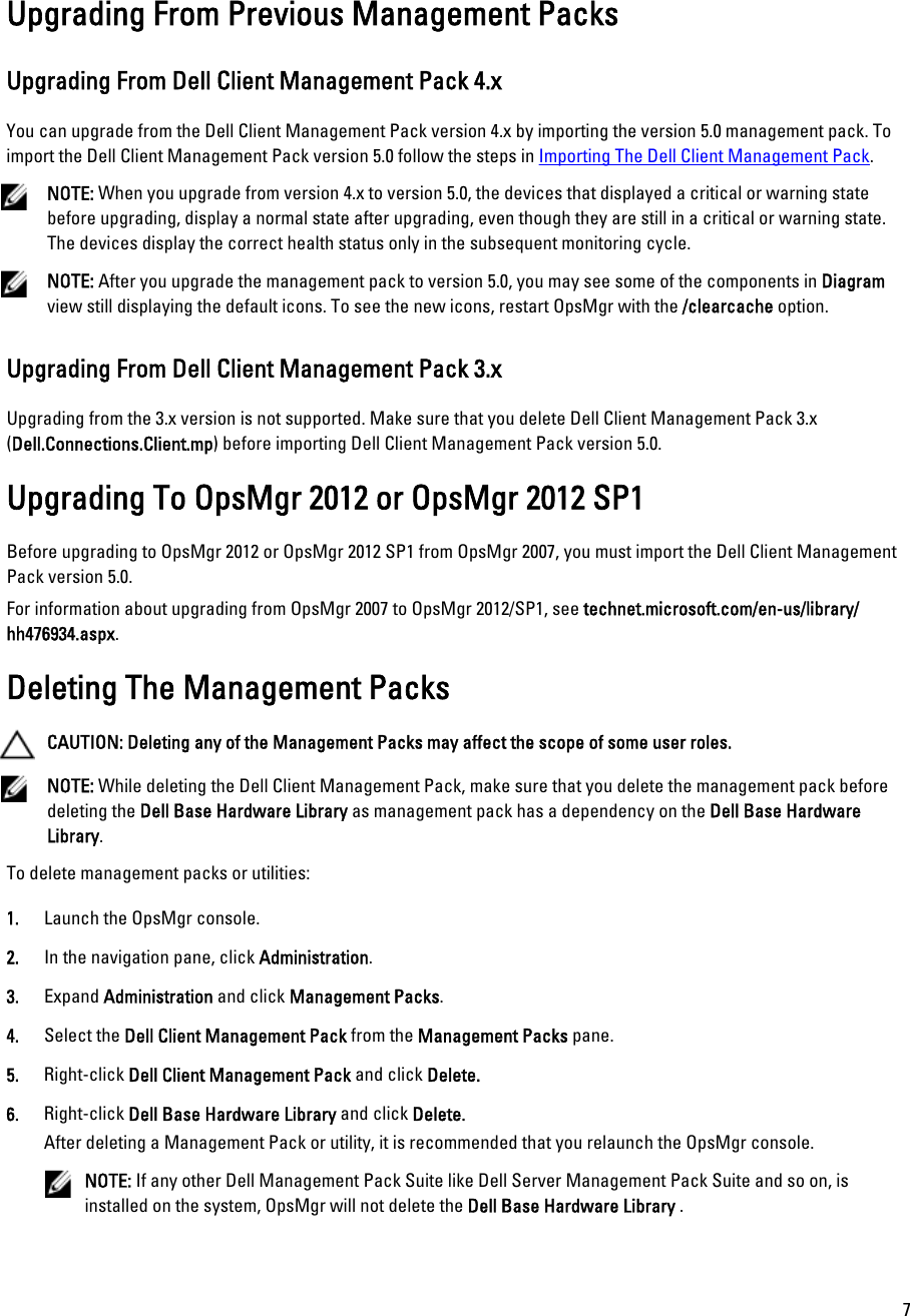 Page 7 of 8 - Dell Dell-Client-Management-Pack-Version-5-0-For-Microsoft-System-Center-Operations-Manager-Quick-Start-Guide- Client Management Pack Version 5.0 For Microsoft System Center Operations Manager Installation Guide  Dell-client-management-pack-version-5-0-for-microsoft-system-center-operations-manager-quick-start-guide