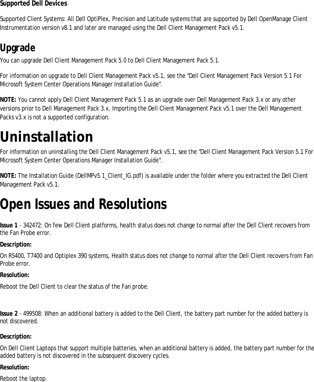 Page 4 of 6 - Dell Dell-Client-Management-Pack-Version-5-1-For-Microsoft-System-Center-Operations-Manager-Owners-Manual- Client Management Pack Version 5.1 For Microsoft System Center Operations Manager Release Notes  Dell-client-management-pack-version-5-1-for-microsoft-system-center-operations-manager-owners-manual