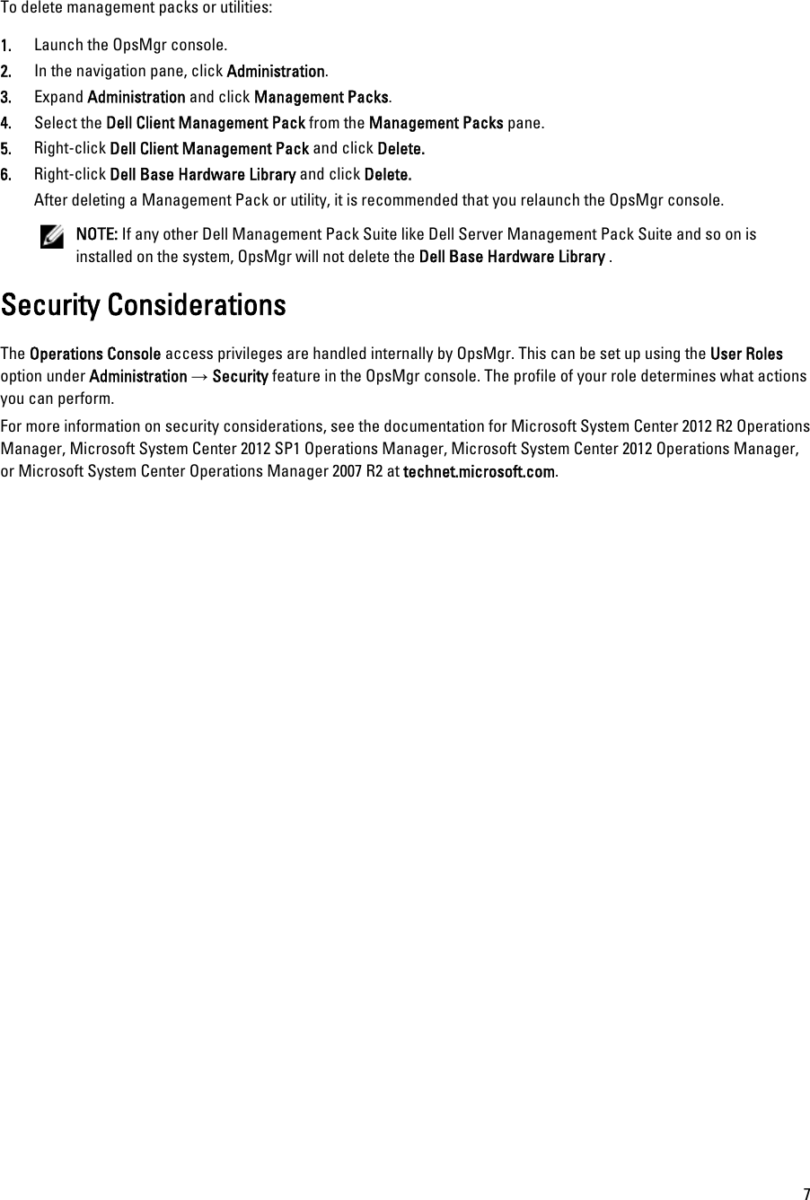 Page 7 of 7 - Dell Dell-Client-Management-Pack-Version-5-1-For-Microsoft-System-Center-Operations-Manager-Owners-Manual- Client Management Pack Version 5.1 For Microsoft System Center Operations Manager Installation Guide  Dell-client-management-pack-version-5-1-for-microsoft-system-center-operations-manager-owners-manual