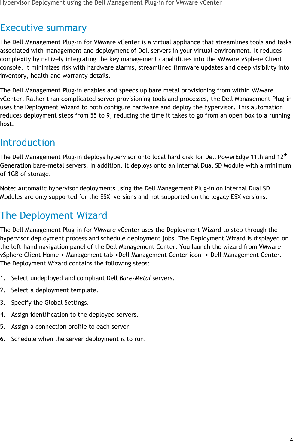 Page 4 of 11 - Dell Dell-Dell-Management-Plug-In-For-Vmware-Vcenter-1-6-Deployment-Guide- Management Plug-in  Dell-dell-management-plug-in-for-vmware-vcenter-1-6-deployment-guide