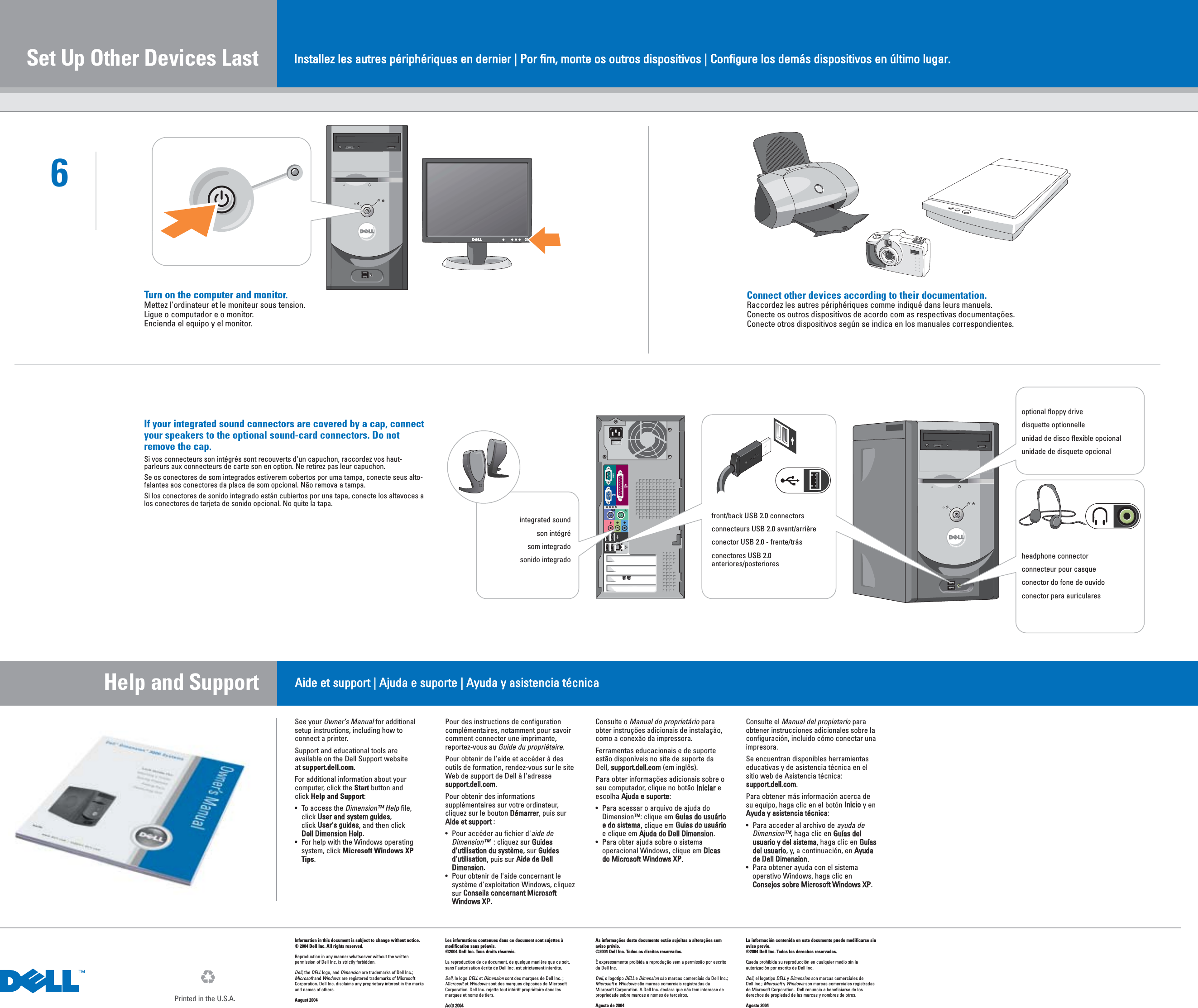 Dell Dimension 3000 Setup Diagram