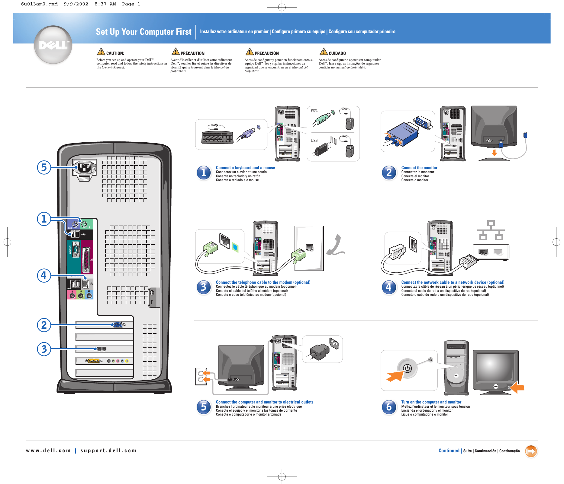 Page 1 of 2 - Dell Dell-Dimension-4550-Setup-Diagram- Dimension 4550 Start Here Setup Diagram  Dell-dimension-4550-setup-diagram