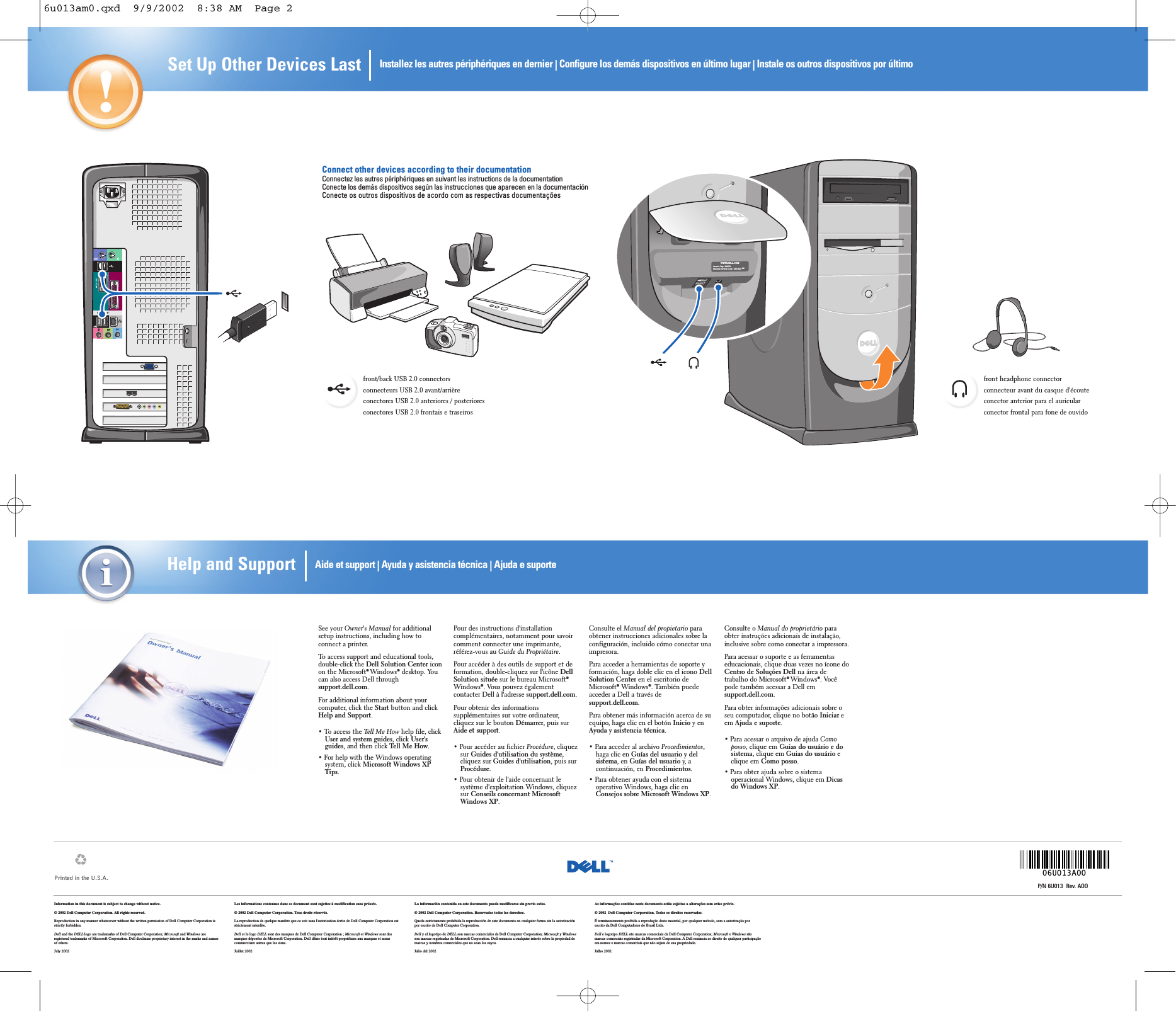 Page 2 of 2 - Dell Dell-Dimension-4550-Setup-Diagram- Dimension 4550 Start Here Setup Diagram  Dell-dimension-4550-setup-diagram