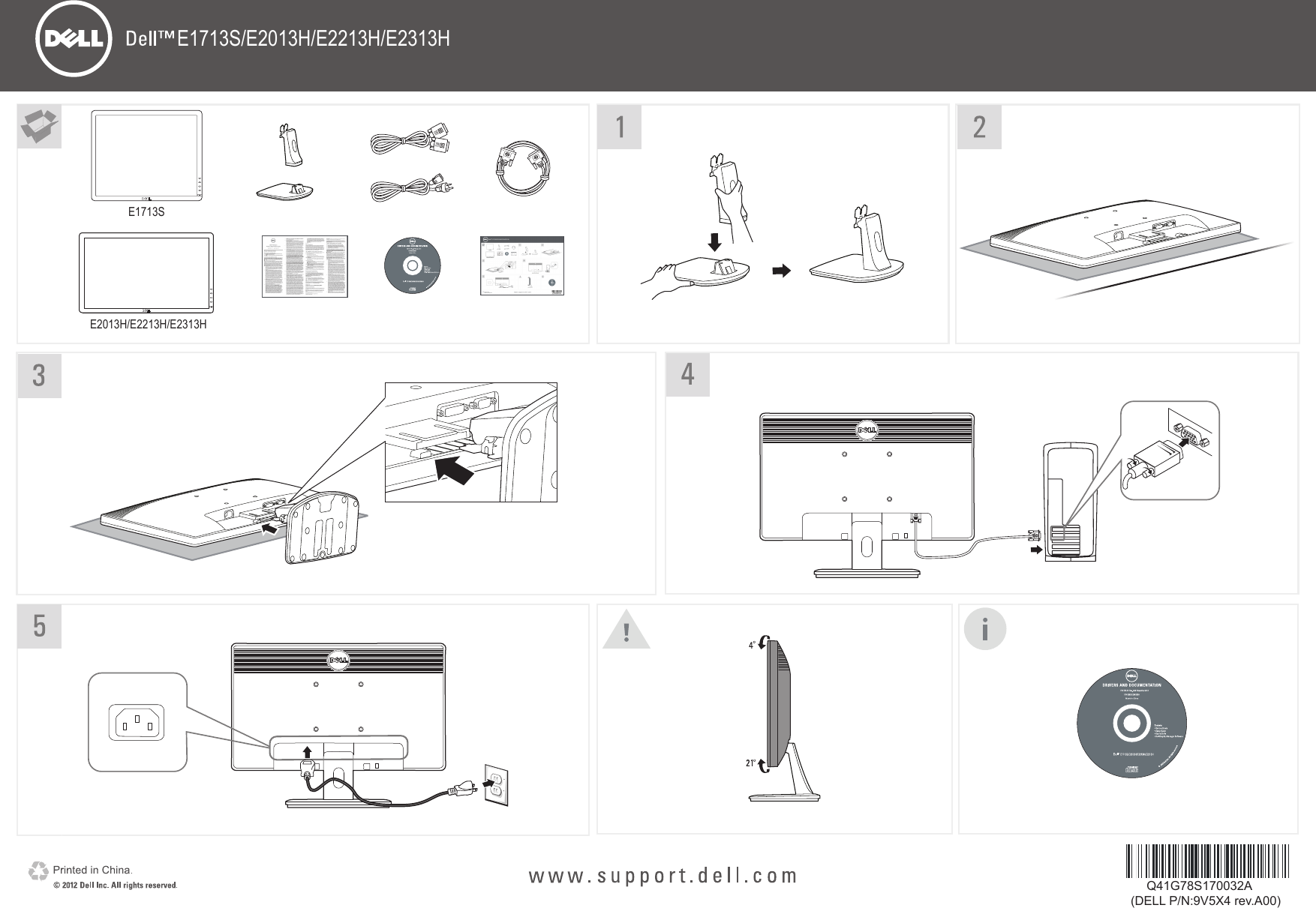 Dell E2313H Monitor Quick Start Guide DELL_E1713S_E2013H_E2213H_E2313H ...