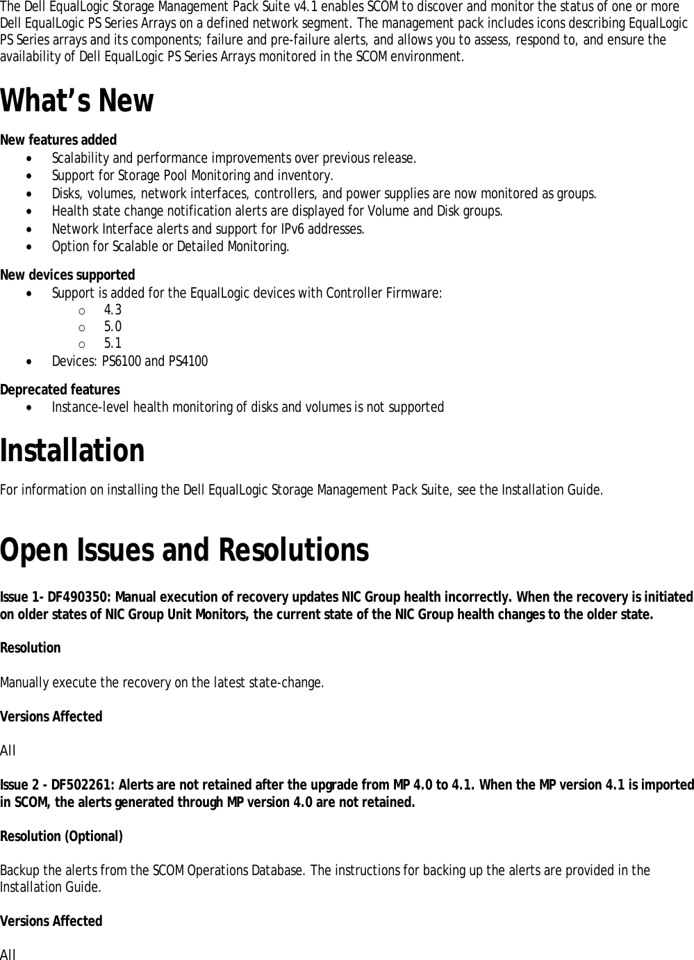 Page 3 of 4 - Dell Dell-Equallogic-Management-Pack-Version-4-1-For-Microsoft-System-Center-Operations-Manager-Owners-Manual- EqualLogic Management Pack Version 4.1 For Microsoft System Center Operations Manager Readme - Client  Dell-equallogic-management-pack-version-4-1-for-microsoft-system-center-operations-manager-owners-manual