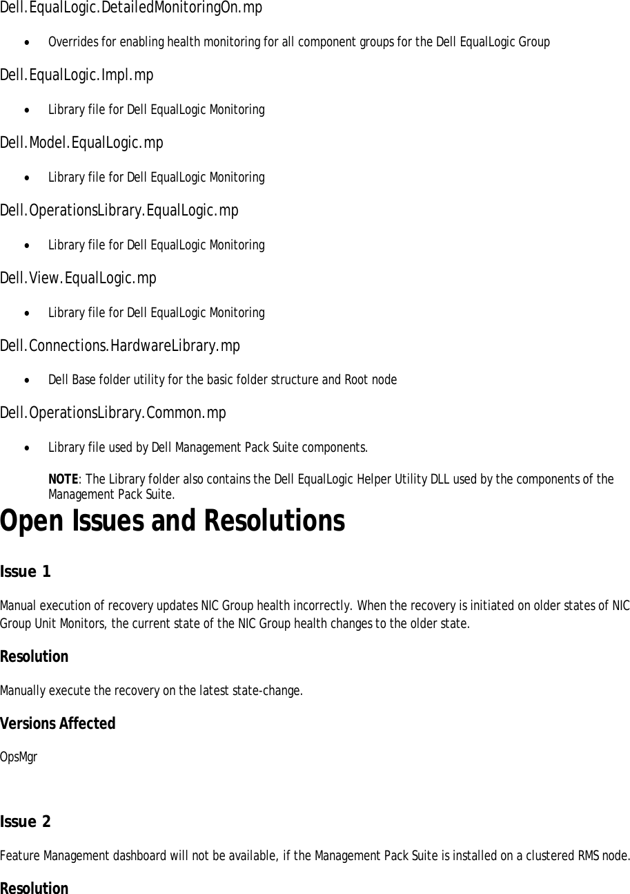 Page 3 of 4 - Dell Dell-Equallogic-Management-Pack-Version-5-0-For-Microsoft-System-Center-Operations-Manager-Owners-Manual- EqualLogic Management Pack Version 5.0 For Microsoft System Center Operations Manager Readme  Dell-equallogic-management-pack-version-5-0-for-microsoft-system-center-operations-manager-owners-manual