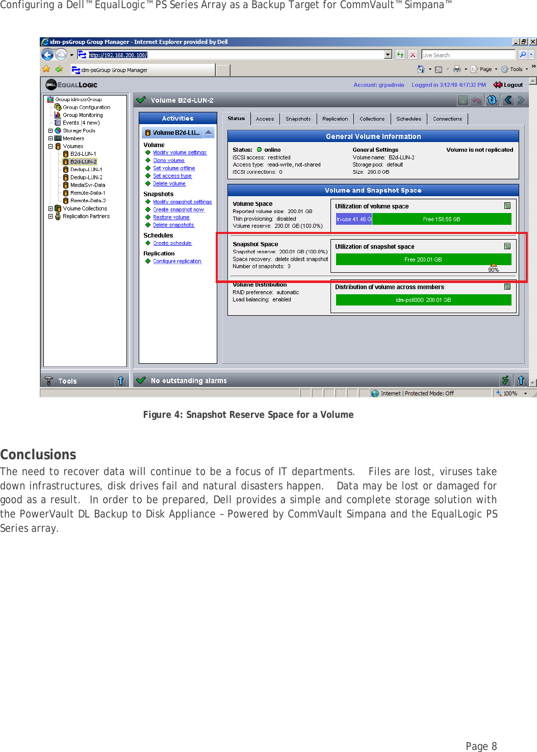 Page 10 of 10 - Dell Dell-Equallogic-Ps6510-Troubleshooting Configuring An EqualLogic PS Series Array As A Backup Target For CommVault Simpana-v1.1