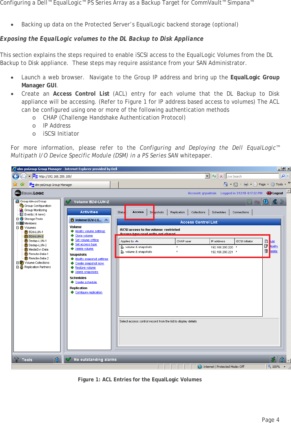 Page 6 of 10 - Dell Dell-Equallogic-Ps6510-Troubleshooting Configuring An EqualLogic PS Series Array As A Backup Target For CommVault Simpana-v1.1