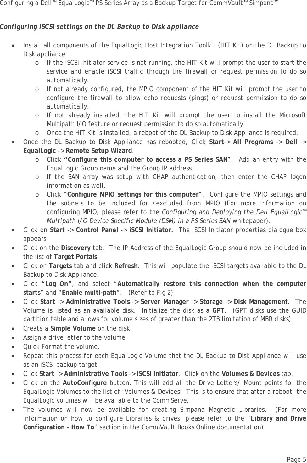 Page 7 of 10 - Dell Dell-Equallogic-Ps6510-Troubleshooting Configuring An EqualLogic PS Series Array As A Backup Target For CommVault Simpana-v1.1