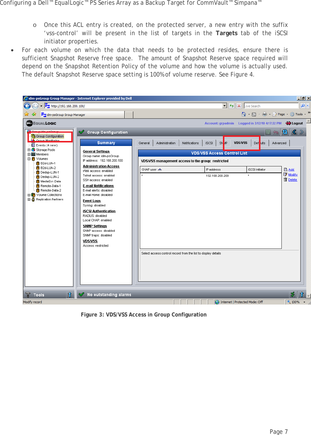 Page 9 of 10 - Dell Dell-Equallogic-Ps6510-Troubleshooting Configuring An EqualLogic PS Series Array As A Backup Target For CommVault Simpana-v1.1