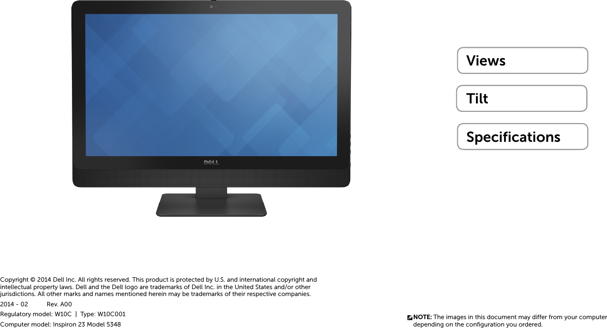 Dell Inspiron 23 5348 Early 2014 Specifications Aio