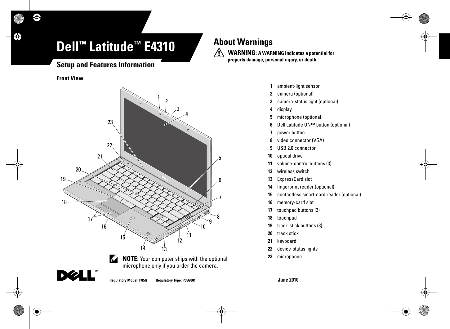 Dell Latitude E4310 Users Manual Setup And Features Information