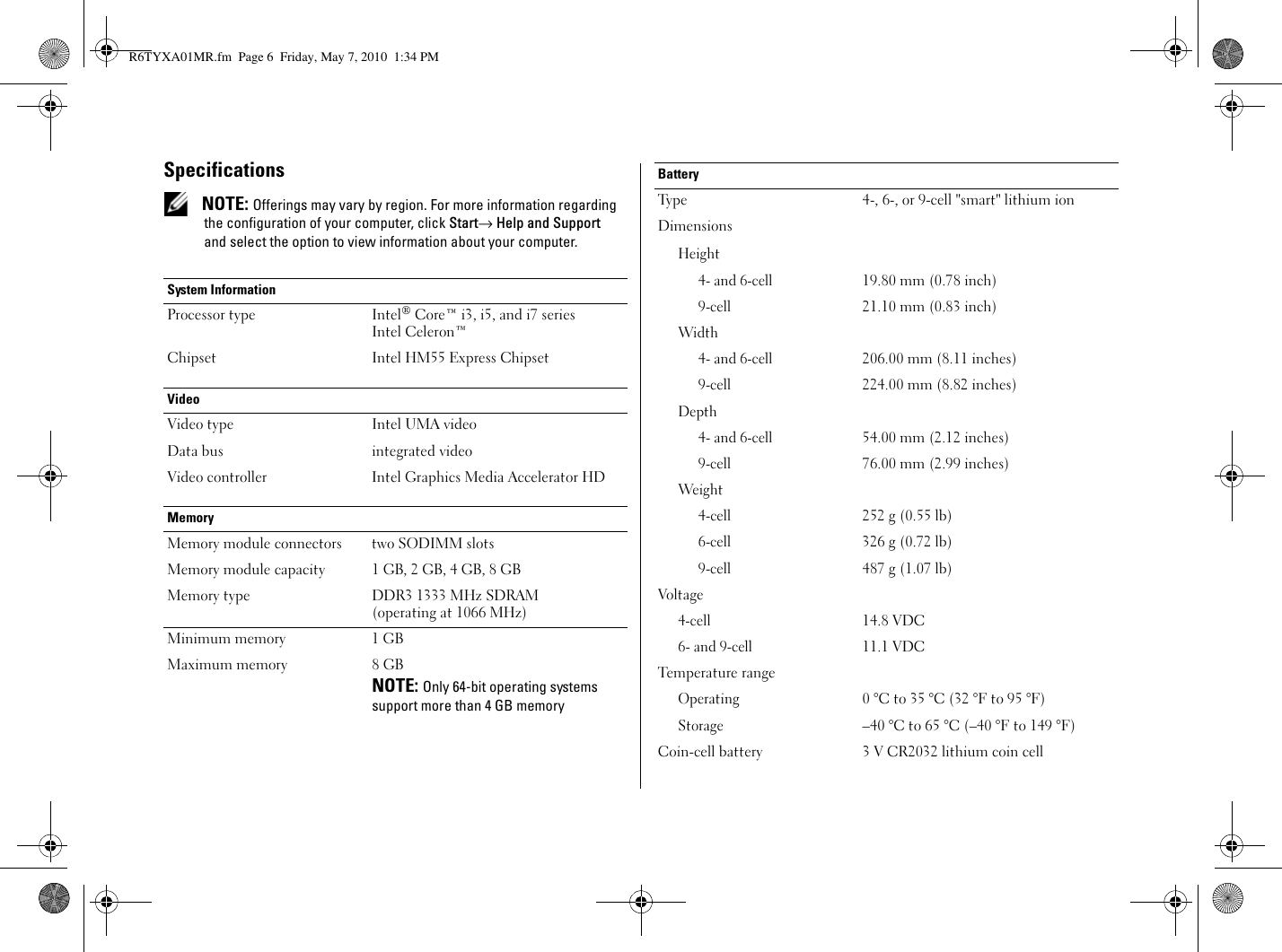 Page 6 of 8 - Dell Dell-Latitude-E5410-Users-Manual- R6TYXA01MR  Dell-latitude-e5410-users-manual